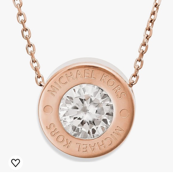 BNIB Michael Kors Stainless Steel Rose Gold-Tone necklace with Crystal Accents - Picture 2 of 3